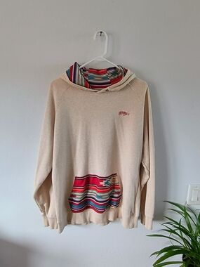 HoOey Hoodie XXL Western Southwestern Serape Aztec Rodeo Ranch Oatmeal Pullover